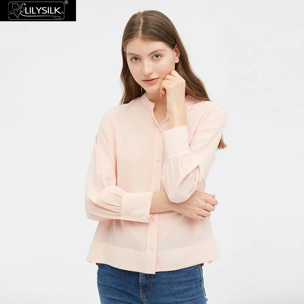Шелковая рубашка LilySilk блузка с круглым вырезом шикарная Женская распродажа