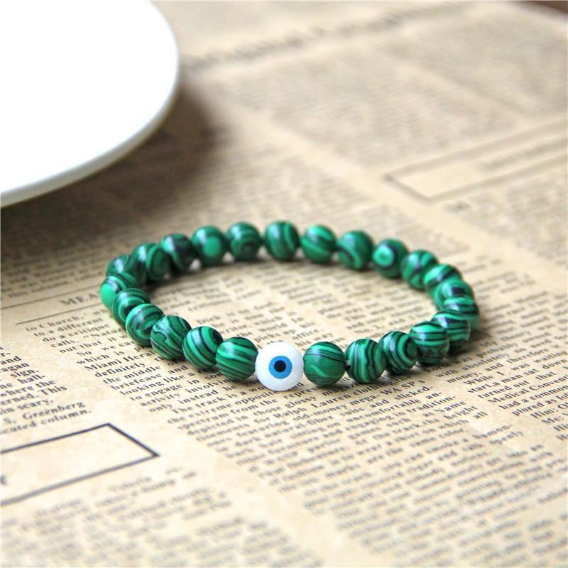 Natural Stone Turquoises Malachite Black Onyx Beads Bracelet Men Evil Eye Elastic Bracelets for Women Men Jewelry 2019 Bileklik
Natural Stone Turquoises Malachite Black Onyx Beads Bracelet Men Evil Eye Elastic Bracelets for Women Men Jewelry 2019 Bileklik