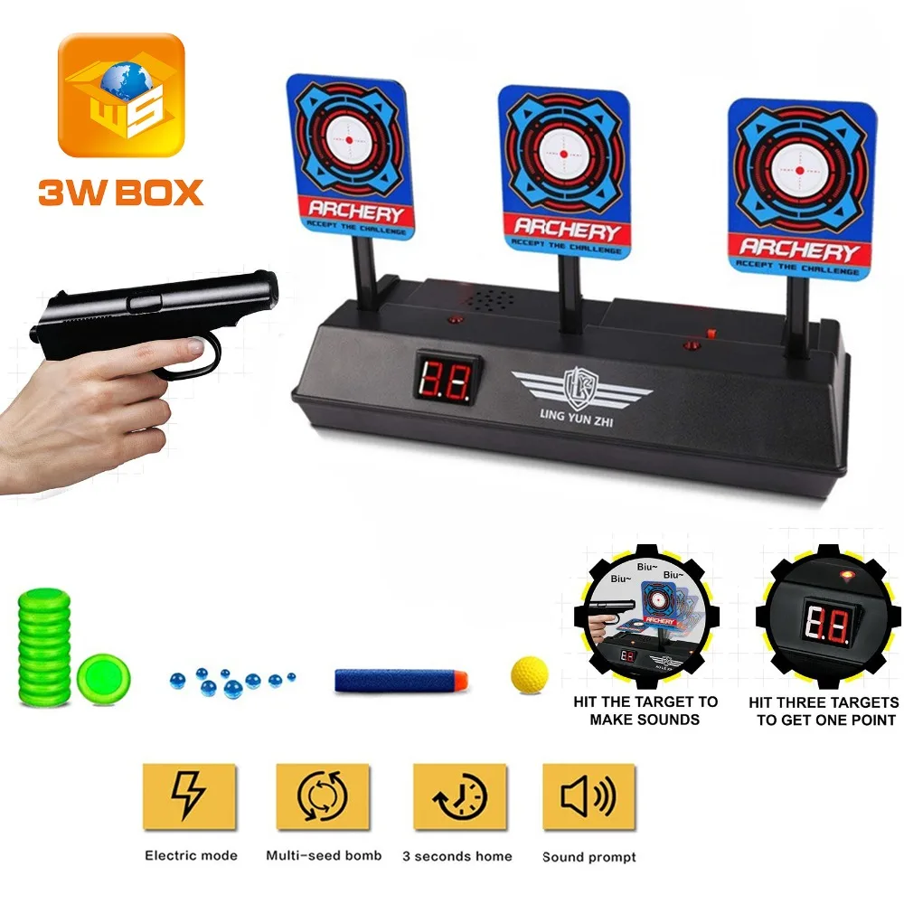 Intelligent Auto-Reset Electronic Scoring Shooting Target for Bullets Gun Toys Outdoor Fun Sport Toy Light Sound Target
Intelligent Auto-Reset Electronic Scoring Shooting Target for Bullets Gun Toys Outdoor Fun Sport Toy Light Sound Target