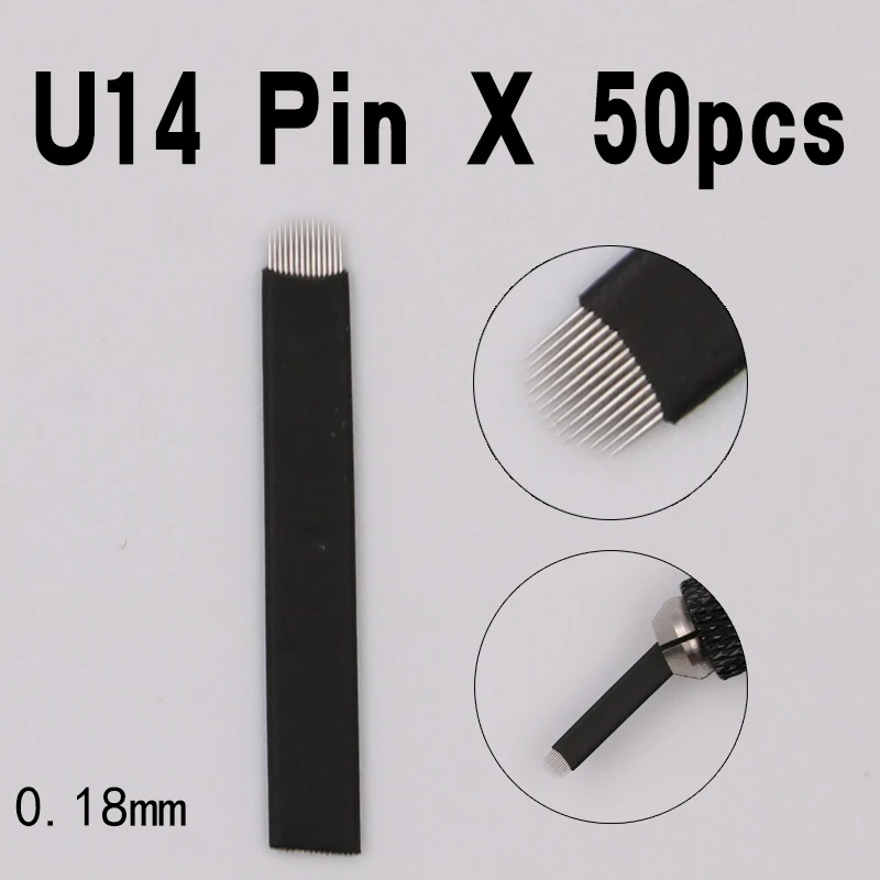 50 PCS Microblading Needles Black 14 Pins U Shape Permanent Makeup Blades Manual Eyebrow Tattoo Curved Blade For Tattoo Pen
50 PCS Microblading Needles Black 14 Pins U Shape Permanent Makeup Blades Manual Eyebrow Tattoo Curved Blade For Tattoo Pen