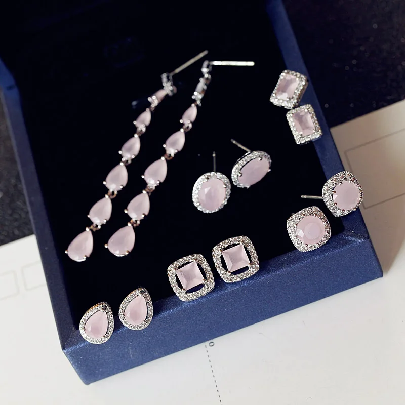 Fashion Top Quality Sweet Cute Small Square Oval Light Pink Ice zirconia Long Earrings Water Drop-shaped CZ Stone Women Jewelry
Fashion Top Quality Sweet Cute Small Square Oval Light Pink Ice zirconia Long Earrings Water Drop-shaped CZ Stone Women Jewelry