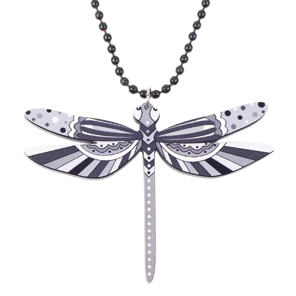Акриловое ожерелье со стрекозой Bonsny длинная цепочка с кулоном эффектные модные