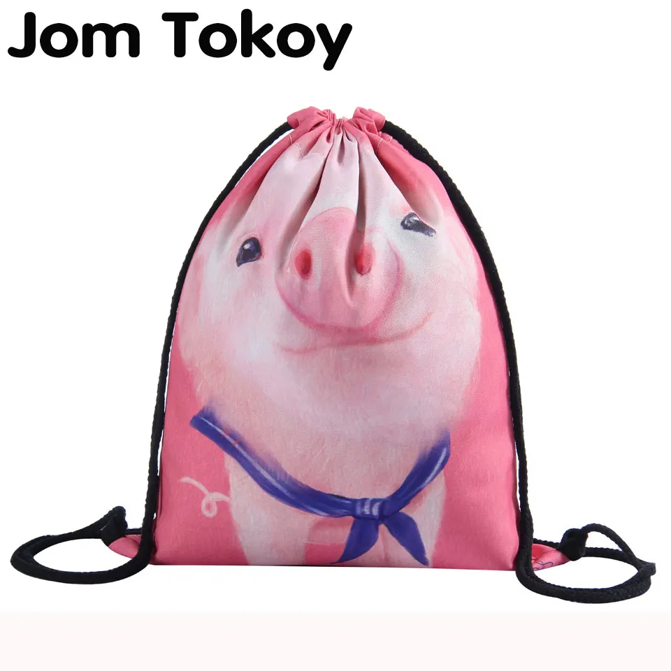 Jom Tokoy новый модный рюкзак для девочек на шнурке с 3D принтом розовая свинья узор