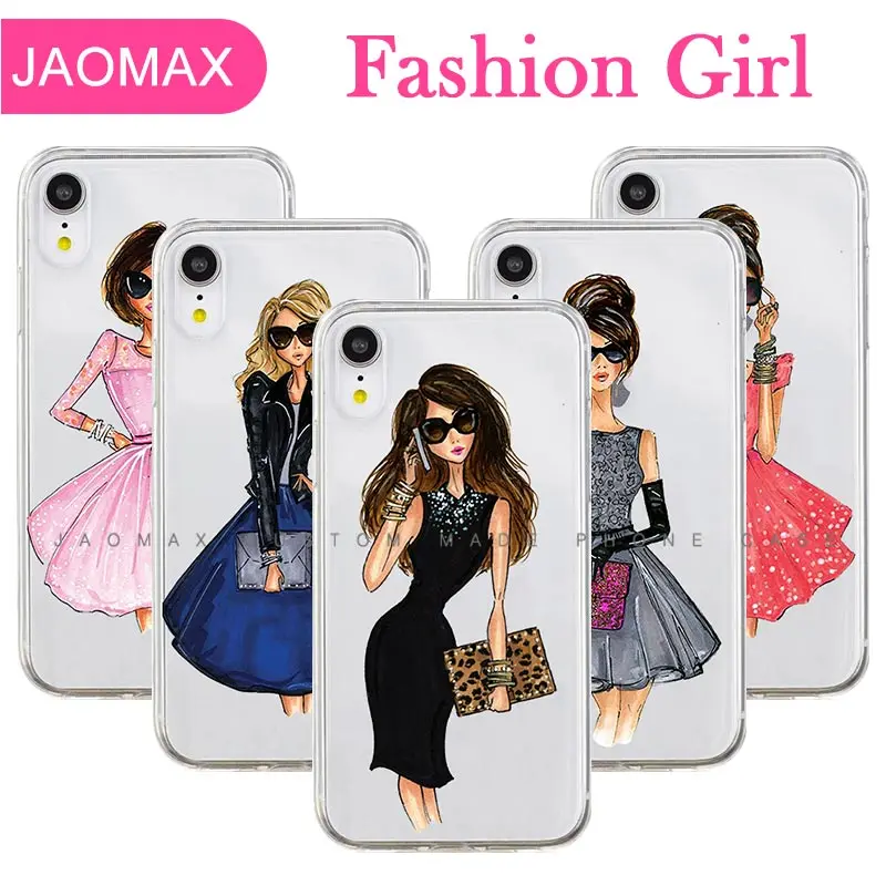 Jaomax Мягкий ТПУ Модный чехол для телефона девочек iPhone 6S 7 8 Plus 11 5s Se Xs Max Xr Прозрачный