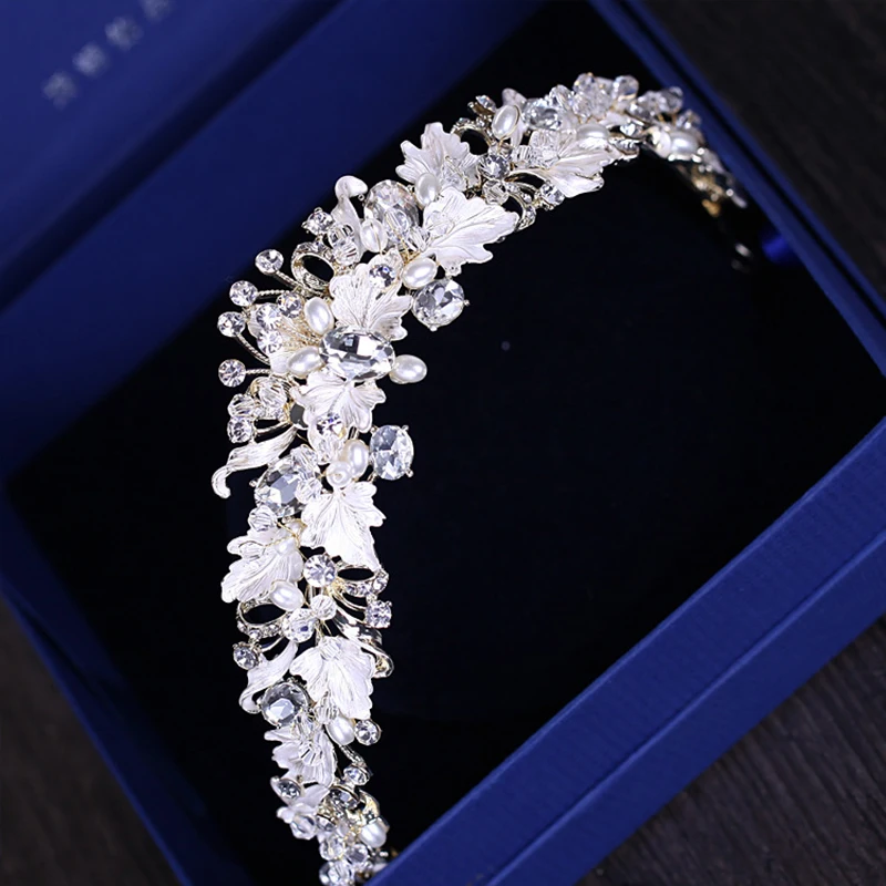 Стразы жемчужные цветы Свадебные короны ручной работы винтажная Золотая тиара