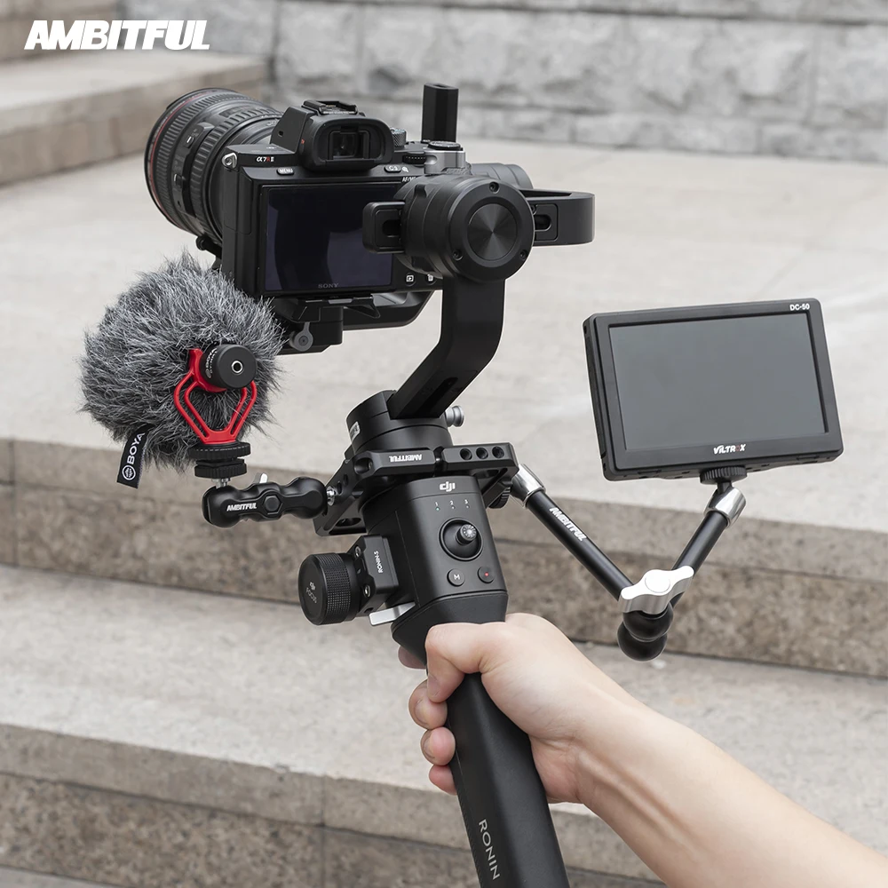 AMBITFUL Camera Plate Mounting Clamp for DJI Ronin S Gimbal with 1/4 3/8 Thread Holes for Monitor Microphone Attach
AMBITFUL Camera Plate Mounting Clamp for DJI Ronin S Gimbal with 1/4 3/8 Thread Holes for Monitor Microphone Attach