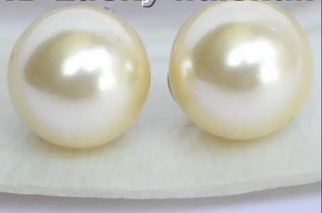 Wholesale price 16new ^^^^big champagne sea shell pearls earrings clip 14mm | Украшения и аксессуары