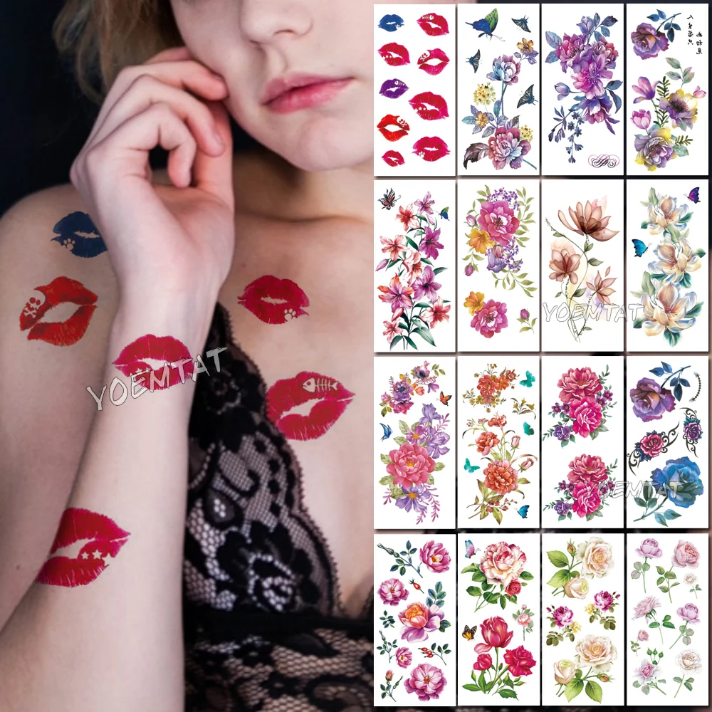Red Rose Lips Body Art Waterproof Fake Tattoo Flowers For Women Flash Water transfer Temporary Tatoo Stickers
Red Rose Lips Body Art Waterproof Fake Tattoo Flowers For Women Flash Water transfer Temporary Tatoo Stickers