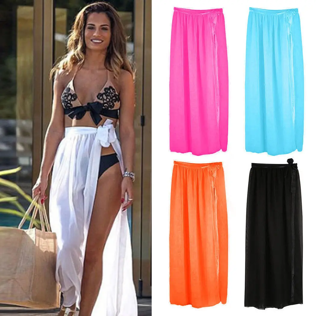 Sexy Women Bikini Cover Up Swimwear Sheer Beach Maxi Wrap Bandage Split Skirt Sarong Pareo Casual Cover-Ups Beachwear
Sexy Women Bikini Cover Up Swimwear Sheer Beach Maxi Wrap Bandage Split Skirt Sarong Pareo Casual Cover-Ups Beachwear