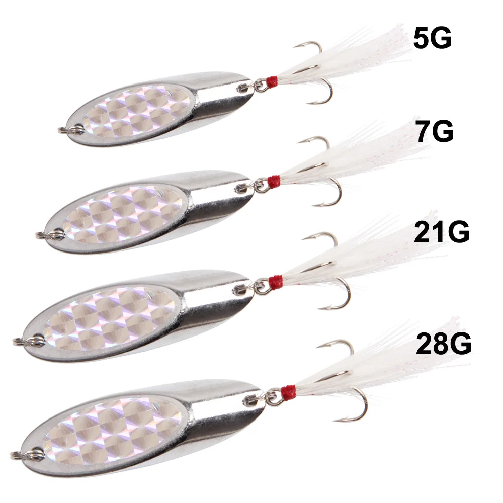 10Pcs 5g 7g 21g 28g Metal Fishing Lure Hard Bait With Feather Treble Hook For Bass Walleyes Trout Fishing Lures
10Pcs 5g 7g 21g 28g Metal Fishing Lure Hard Bait With Feather Treble Hook For Bass Walleyes Trout Fishing Lures