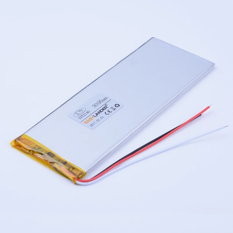 3-wire 3.7V 3000mAh 3550140 Rechargeable li-Polymer Battery For Tablet PC electronics safety Notebook 3552140 Bliss Pad M8041
3-wire 3.7V 3000mAh 3550140 Rechargeable li-Polymer Battery For Tablet PC electronics safety Notebook 3552140 Bliss Pad M8041