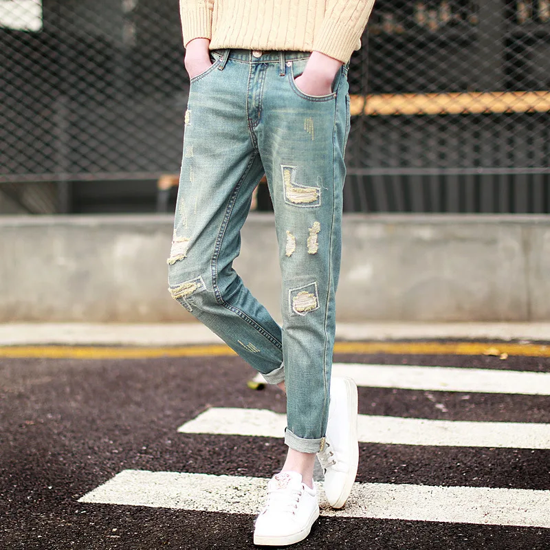 Fashion 2020 Spring Summer Harem Vintage Hip Hop patch Ripped hole Distressed Moustache Effect Ankle Length men's Pencil jeans
Fashion 2020 Spring Summer Harem Vintage Hip Hop patch Ripped hole Distressed Moustache Effect Ankle Length men's Pencil jeans