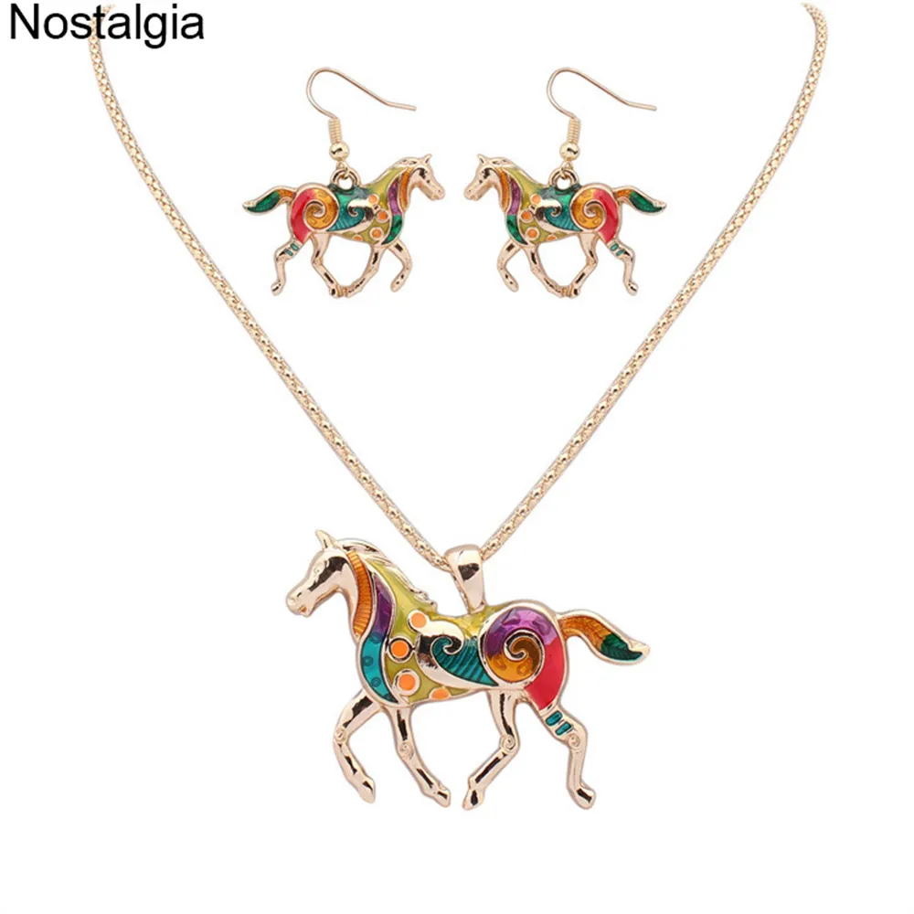 Nostalgia 1 Set Animal Colorful Enamel Horse Jewelry Sets For Women Drop Earrings Jewelry Earrings Necklace Set
Nostalgia 1 Set Animal Colorful Enamel Horse Jewelry Sets For Women Drop Earrings Jewelry Earrings Necklace Set