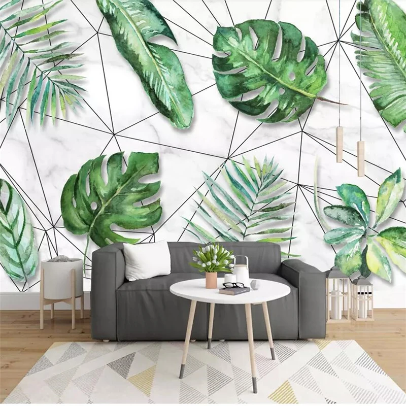 wellyu Custom wallpaper 3d Nordic fresh tropical rainforest banana leaf geometric line background living room wallpaper
wellyu Custom wallpaper 3d Nordic fresh tropical rainforest banana leaf geometric line background living room wallpaper