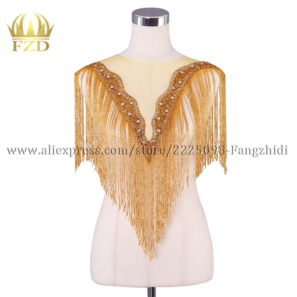 FZD 5 Pieces Dangling Gold rhinestone Tassel applique fashion wedding bodices Patches beads for Wedding Dresses DIY Fabric
FZD 5 Pieces Dangling Gold rhinestone Tassel applique fashion wedding bodices Patches beads for Wedding Dresses DIY Fabric