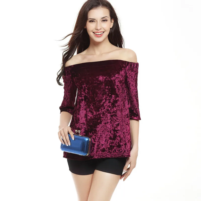 New 2017 Summer Velvet Blouse Female Fashion Slash neck Loose Shirt Ukraine Women Short Sleeve Tops Plus Size blusas feminino 40
New 2017 Summer Velvet Blouse Female Fashion Slash neck Loose Shirt Ukraine Women Short Sleeve Tops Plus Size blusas feminino 40