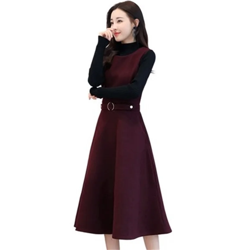 Autumn and winter new women's fashion sleeveless woolen dress thick high-neck stretch black sweater two-piece suit JQ205
Autumn and winter new women's fashion sleeveless woolen dress thick high-neck stretch black sweater two-piece suit JQ205