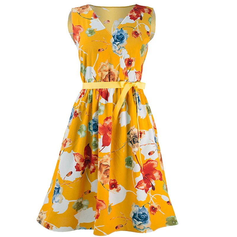 Summer Sleeveless Dress Women Sweet Print Floral Fashion Style Deep V Sexy Dress Vintage Female Elegant Beach Party Dresses
Summer Sleeveless Dress Women Sweet Print Floral Fashion Style Deep V Sexy Dress Vintage Female Elegant Beach Party Dresses