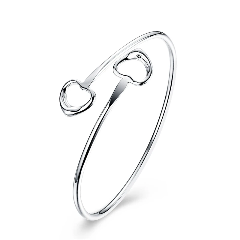DOTEFFIL 925 Sterling Silver Double Heart Bangle Bracelet For Woman Wedding Engagement Fashion Charm Party Jewelry
DOTEFFIL 925 Sterling Silver Double Heart Bangle Bracelet For Woman Wedding Engagement Fashion Charm Party Jewelry