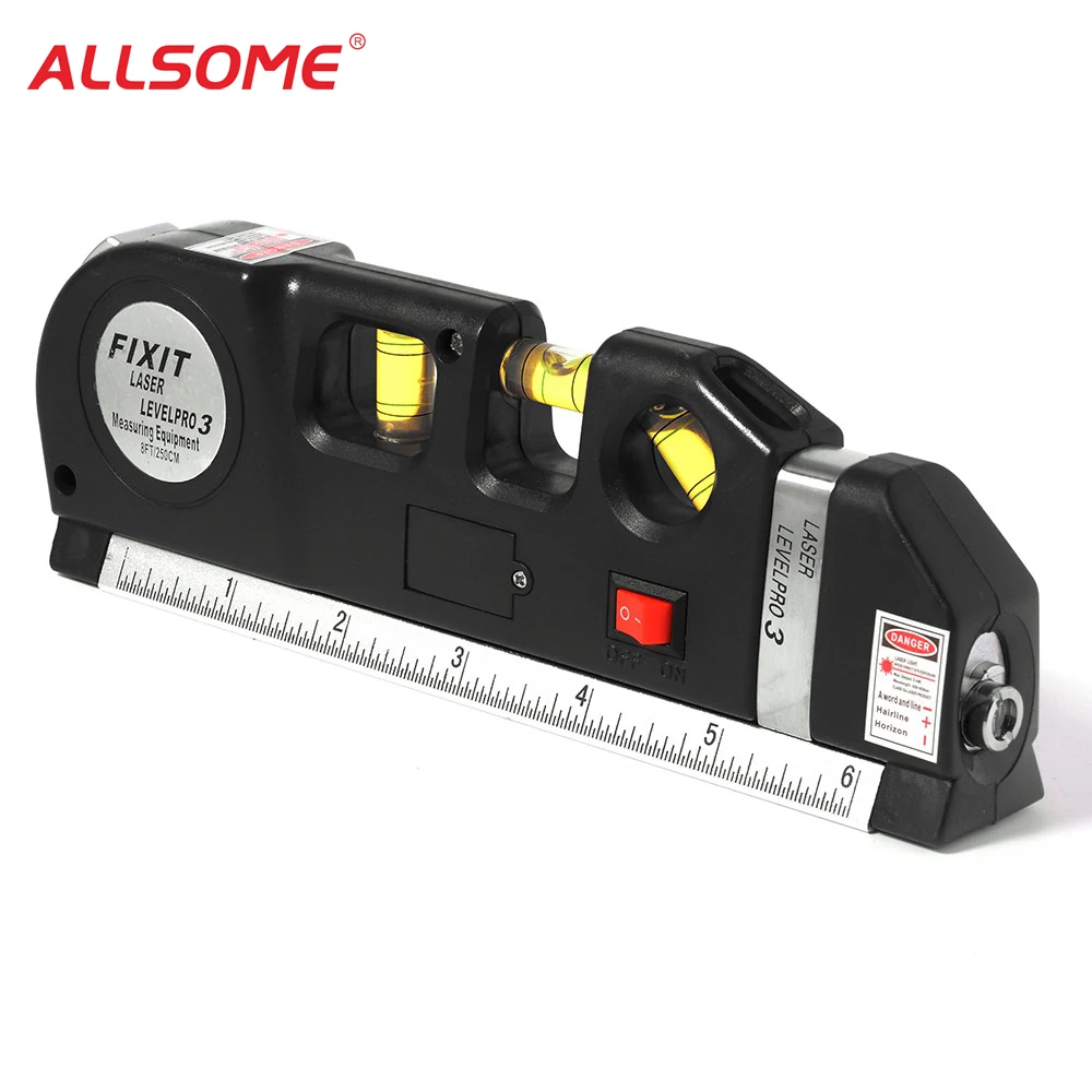 ALLSOME Laser Level Aligner Horizon Vertical Line With Metric 2.5M Soft Ruler 15MM Hard Ruler Multipurpose Measure Level Laser
ALLSOME Laser Level Aligner Horizon Vertical Line With Metric 2.5M Soft Ruler 15MM Hard Ruler Multipurpose Measure Level Laser