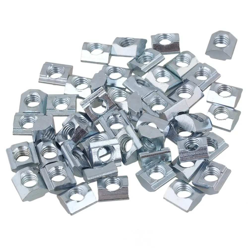 Silver European Standard 20 Series Aluminum Slot Carbon Steel Half Round Roll In Sliding T Slot Nut with M6 Thread Pack of 50
Silver European Standard 20 Series Aluminum Slot Carbon Steel Half Round Roll In Sliding T Slot Nut with M6 Thread Pack of 50