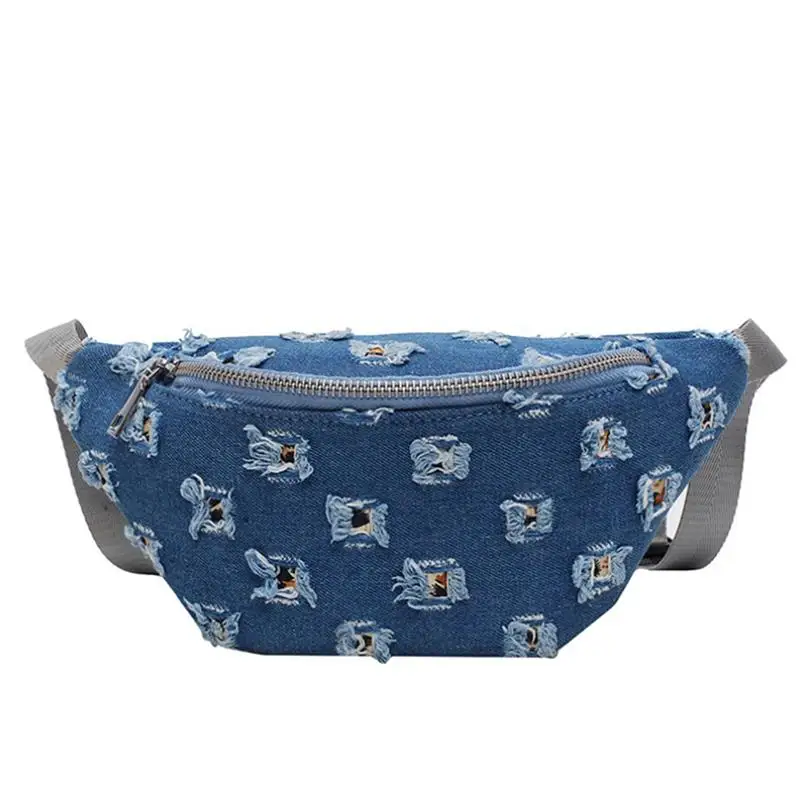 Fashion Wild Casual Womens Waist Bag Lady Denim Crossbody Bag Casual Waist Pack Bags Chest Bag Creative Hole Modeling Bags
Fashion Wild Casual Womens Waist Bag Lady Denim Crossbody Bag Casual Waist Pack Bags Chest Bag Creative Hole Modeling Bags