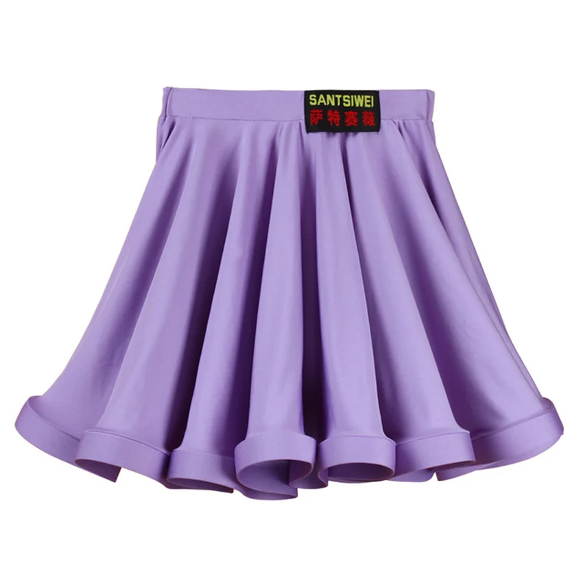 Girls Latin Dance Skirt Pure Color Fishbone For Samba Chacha Standard Costumes Kids Competition | Тематическая одежда и