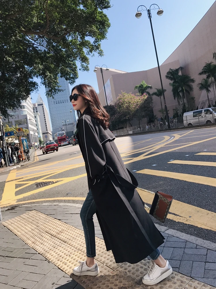 2020 New Spring Autumn Women Coat European style Long Sleeve Casual Trench Coat Long Fashion Slim Black Blue Trench Coats B385
2020 New Spring Autumn Women Coat European style Long Sleeve Casual Trench Coat Long Fashion Slim Black Blue Trench Coats B385