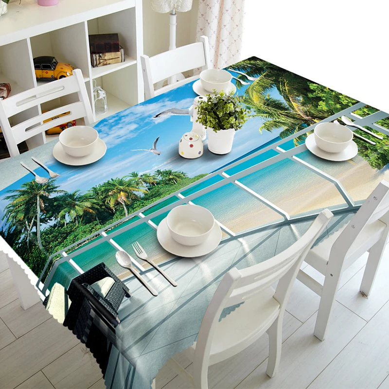 3D Tablecloth Beachfront Beach Landscape Pattern Polyester Waterproof Rectangle Table Cloth Home kitchen Dining Table Cover
3D Tablecloth Beachfront Beach Landscape Pattern Polyester Waterproof Rectangle Table Cloth Home kitchen Dining Table Cover