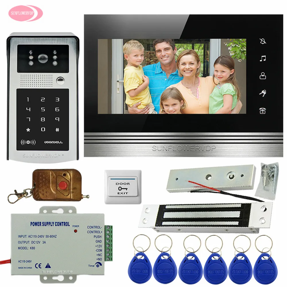 Видеодомофон с магнитным замком цветной домофон Rfid/кодом