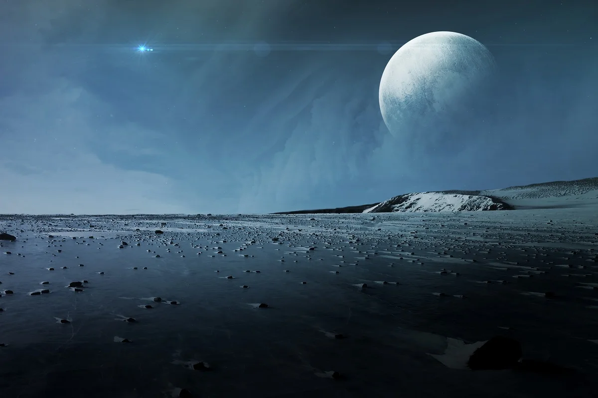 The moon and the planet PMC771 canvas тканевый постер с рисунком на заказ (рамка в наличии)