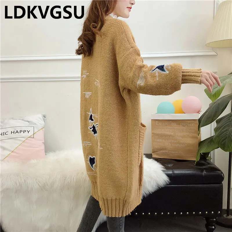 2018 Autumn Winter New Women's Knit Cardigan Korean Medium Long Loose Large Size Female Thick Knitted Sweater Coat Is1212
2018 Autumn Winter New Women's Knit Cardigan Korean Medium Long Loose Large Size Female Thick Knitted Sweater Coat Is1212