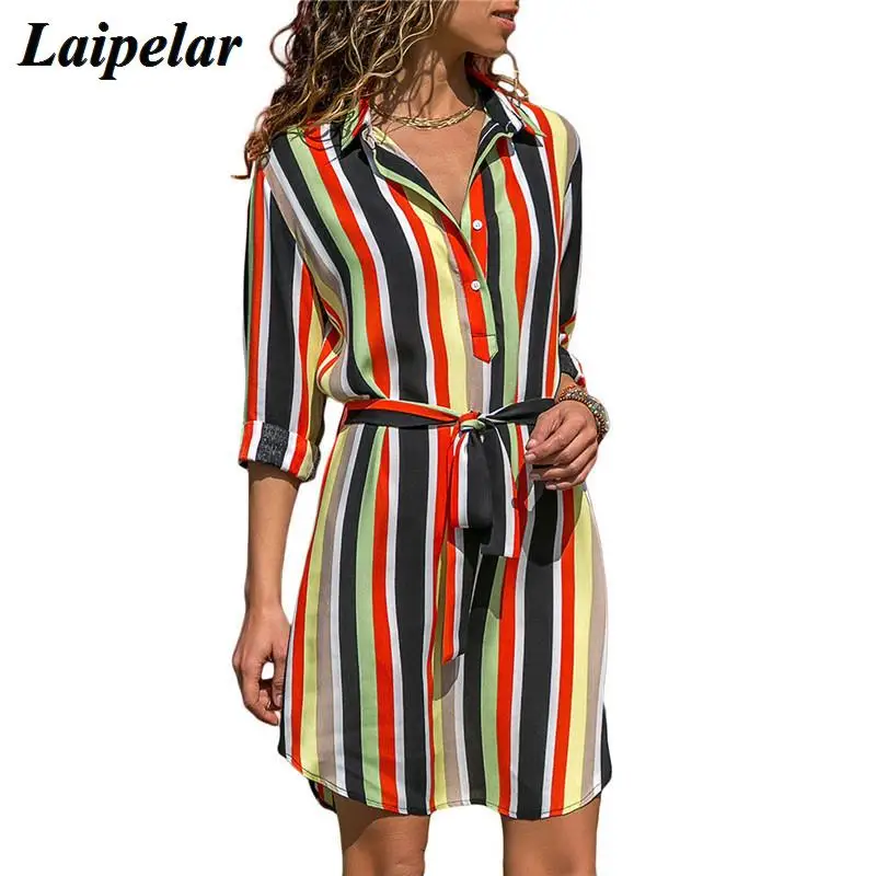 Laipelar Long Sleeve Shirt Dress 2019 Summer Chiffon Boho Beach Dresses Women Casual Striped Print A-line Mini Party Dress Vesti
Laipelar Long Sleeve Shirt Dress 2019 Summer Chiffon Boho Beach Dresses Women Casual Striped Print A-line Mini Party Dress Vesti