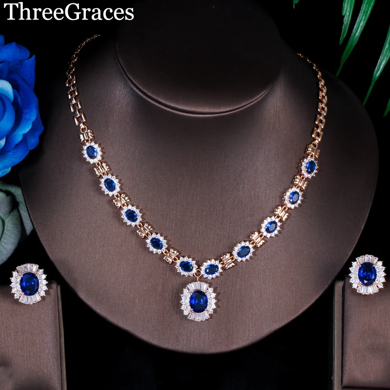 ThreeGraces элегантный американский женский Королевский синий фианит кристалл