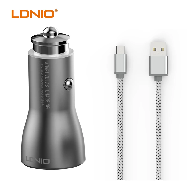 LDNIO C407Q два QC3.0 USB Порты и разъёмы быстро автомобиля Зарядное устройство 36 Вт Выход