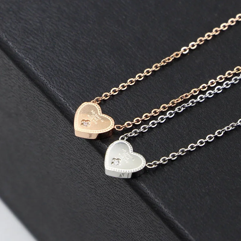 Free Shipping Heart With Rhinestone CZ Gold Color / Silver Color / Rose Gold Color Stainless Steel Necklace
Free Shipping Heart With Rhinestone CZ Gold Color / Silver Color / Rose Gold Color Stainless Steel Necklace