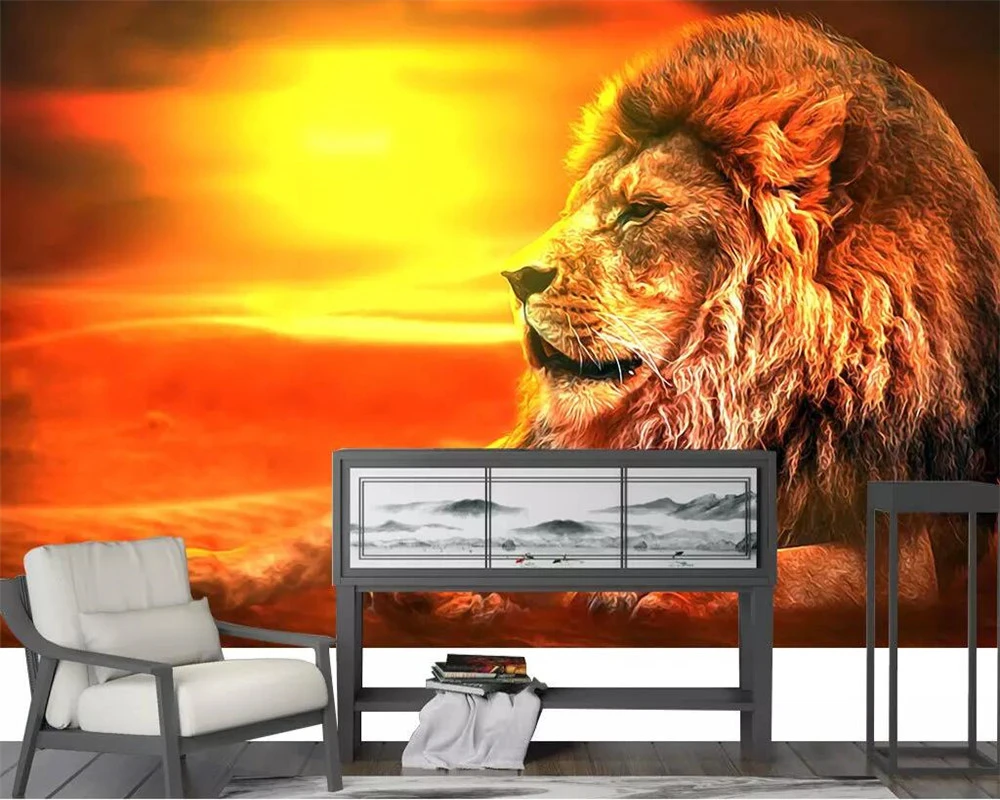 beibehang Custom 3D murals European dusk HD hand-painted lion background wall living room decorative painting Papel de parede
beibehang Custom 3D murals European dusk HD hand-painted lion background wall living room decorative painting Papel de parede