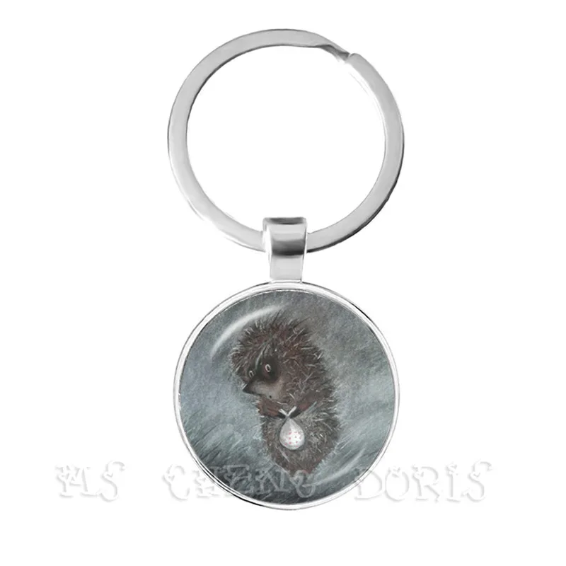 Little Hedgehog In The Fog Key Chains 25mm Glass Dome Keychain Yozhik v tumane Creative Jewelry For Women Men Kids Gift | Украшения и
