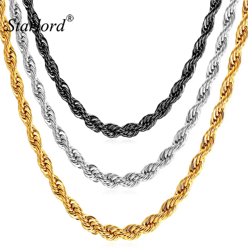 Starlord 3MM 316L Stainless Steel/Black/Gold Color Dookie Rope Chain Necklace For Men Jewelry Wholesale Long Necklace GN2173
Starlord 3MM 316L Stainless Steel/Black/Gold Color Dookie Rope Chain Necklace For Men Jewelry Wholesale Long Necklace GN2173