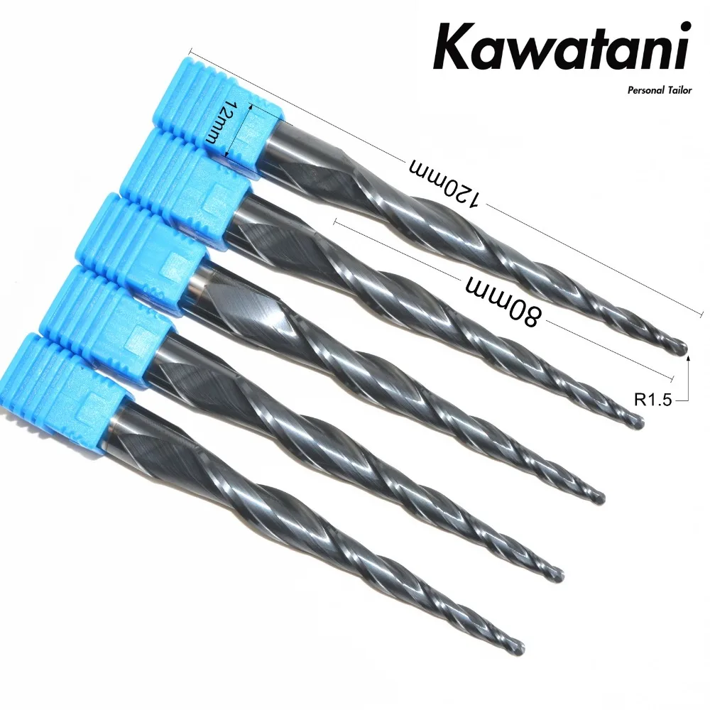 D12 * R1.5 80C 120L-CNC TIALN твердосплавная Концевая фреза деревообрабатывающая конусная