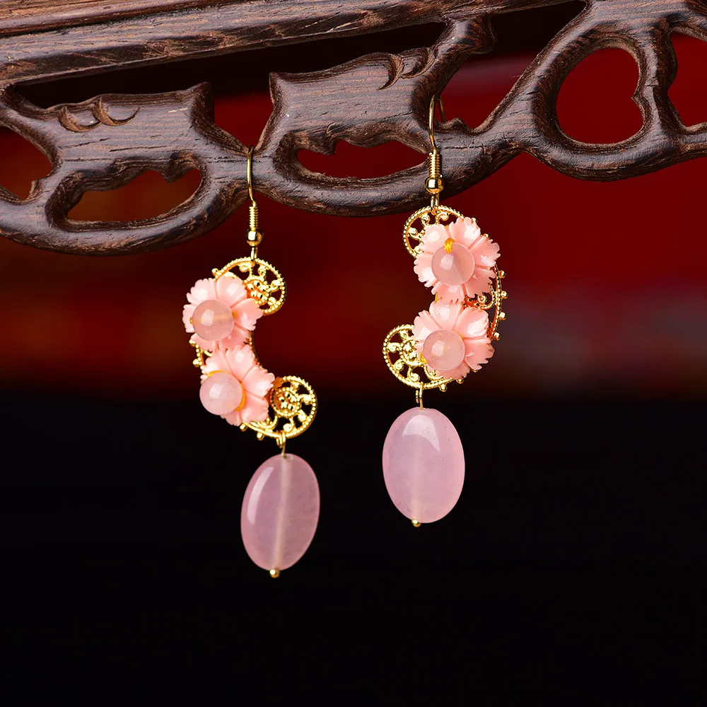 BOEYCJR Ethnic Natural Pink Stone Bead Flower Shape Dangle Earrings Fashion Jewelry Gold Color Drop Earrings For Women
BOEYCJR Ethnic Natural Pink Stone Bead Flower Shape Dangle Earrings Fashion Jewelry Gold Color Drop Earrings For Women