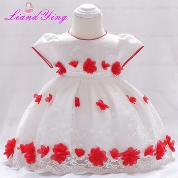 Newborn Baby Dress Kids Party Wear Princess Costume For Girl Tutu Baby Infant 1 2 Year Birthday Dresses Girl Summer Red Clothes