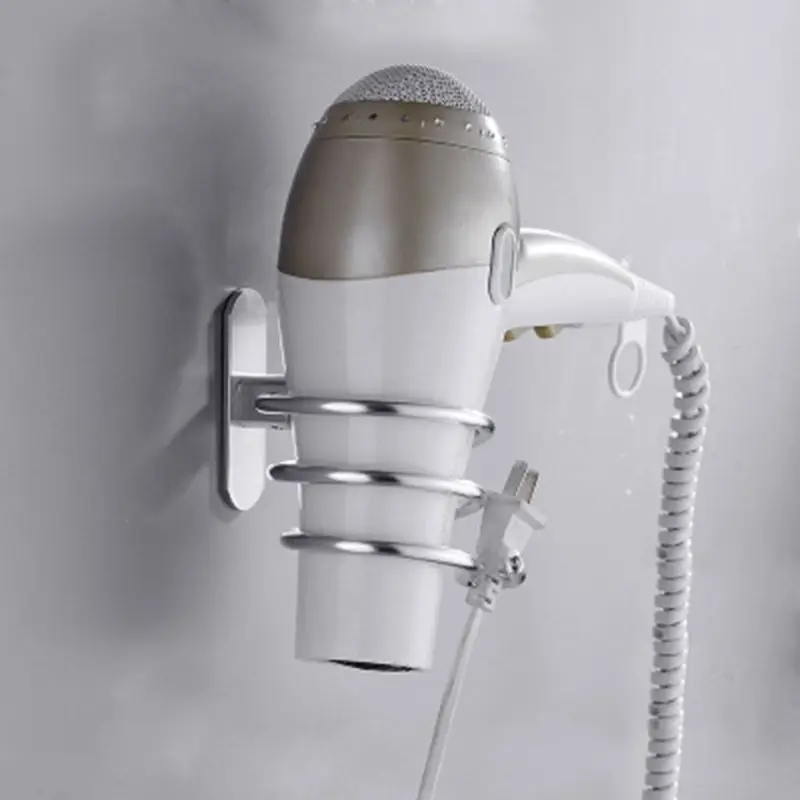 Настенный держатель для фена самоклеящаяся алюминиевая полка ванной комнаты без