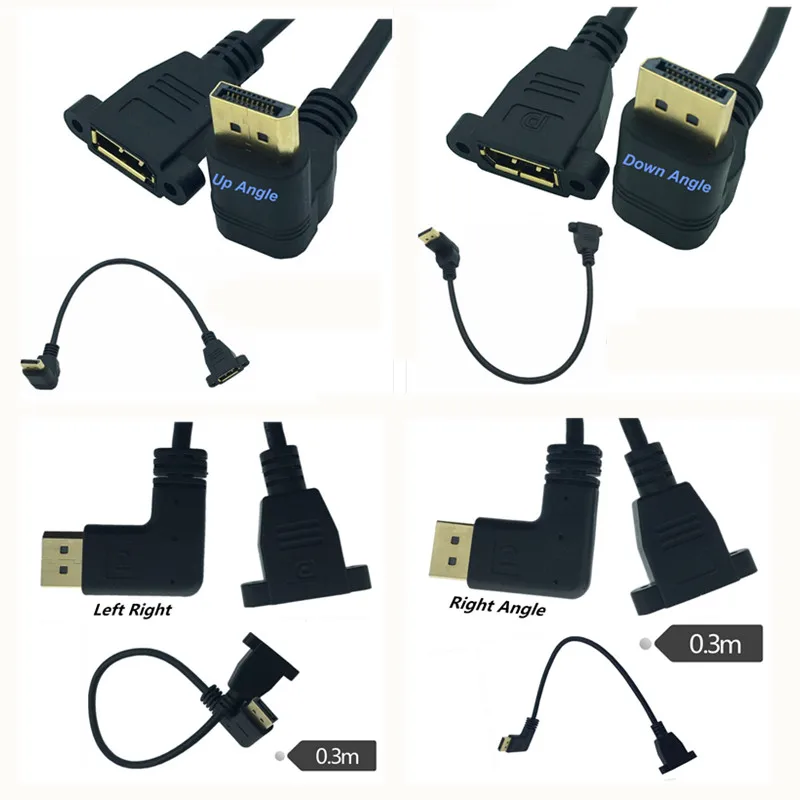 Gold DisplayPort DP Male Up & Down & Left & Right 90 Degree Angle to Female Socket Panel Mount Extension Cable 0.3m
Gold DisplayPort DP Male Up & Down & Left & Right 90 Degree Angle to Female Socket Panel Mount Extension Cable 0.3m