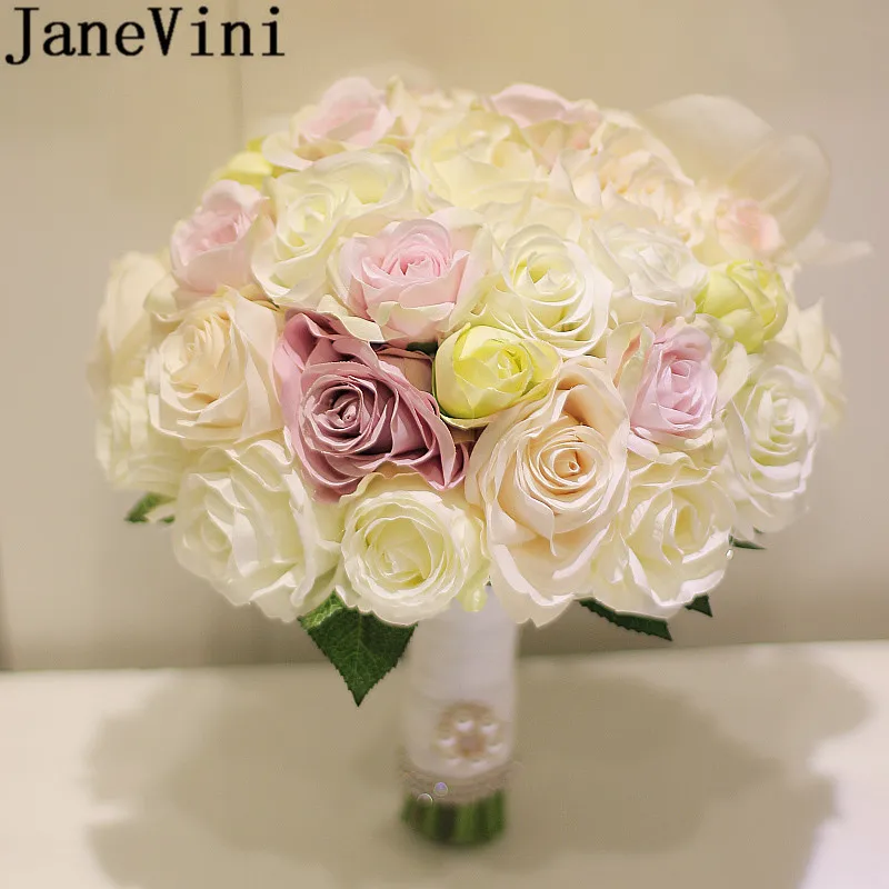 JaneVini Western Style Artificial Bridal Bouquet Holder Pearl Silk Rose Mariage Ivory Pink Flowers Wedding Bouquets for Brides
JaneVini Western Style Artificial Bridal Bouquet Holder Pearl Silk Rose Mariage Ivory Pink Flowers Wedding Bouquets for Brides