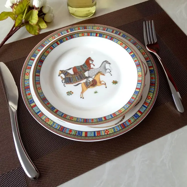 Luxury Bone China Tableware Dinnerware Set Jingdezhen Porcelain Horse Western Plate Dish Home Decoration Wedding Gifts
Luxury Bone China Tableware Dinnerware Set Jingdezhen Porcelain Horse Western Plate Dish Home Decoration Wedding Gifts