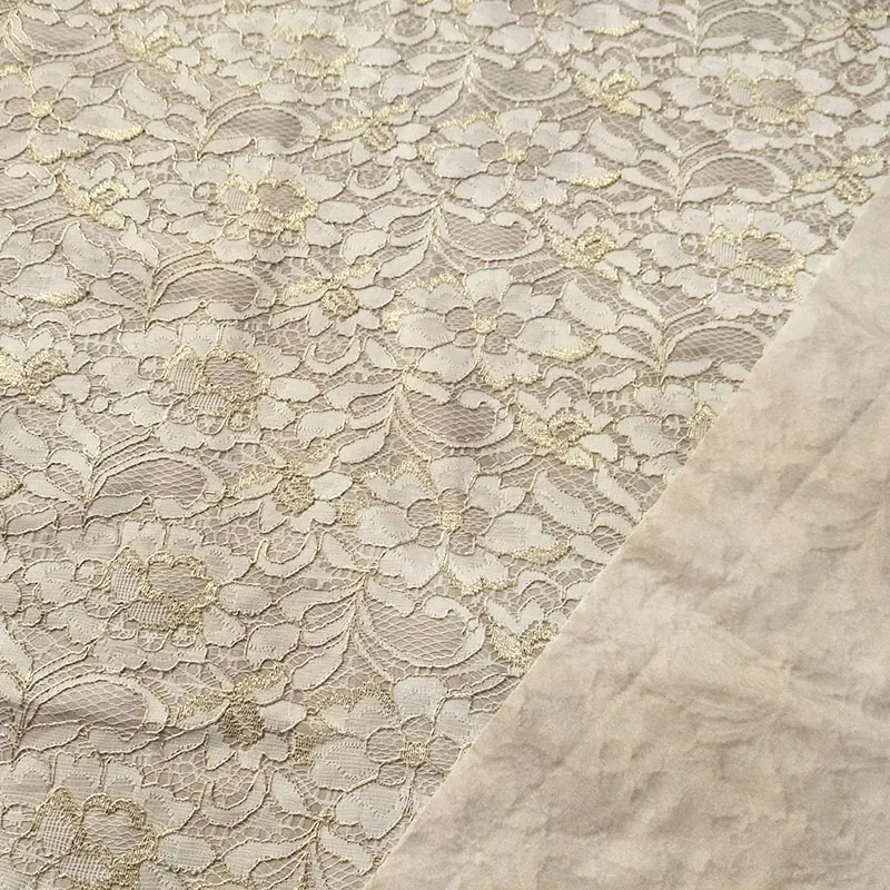 1yard french dobby composite lace fabric high quality wedding party dress gold line jacquard fabric sewing cloth garment tissu
1yard french dobby composite lace fabric high quality wedding party dress gold line jacquard fabric sewing cloth garment tissu