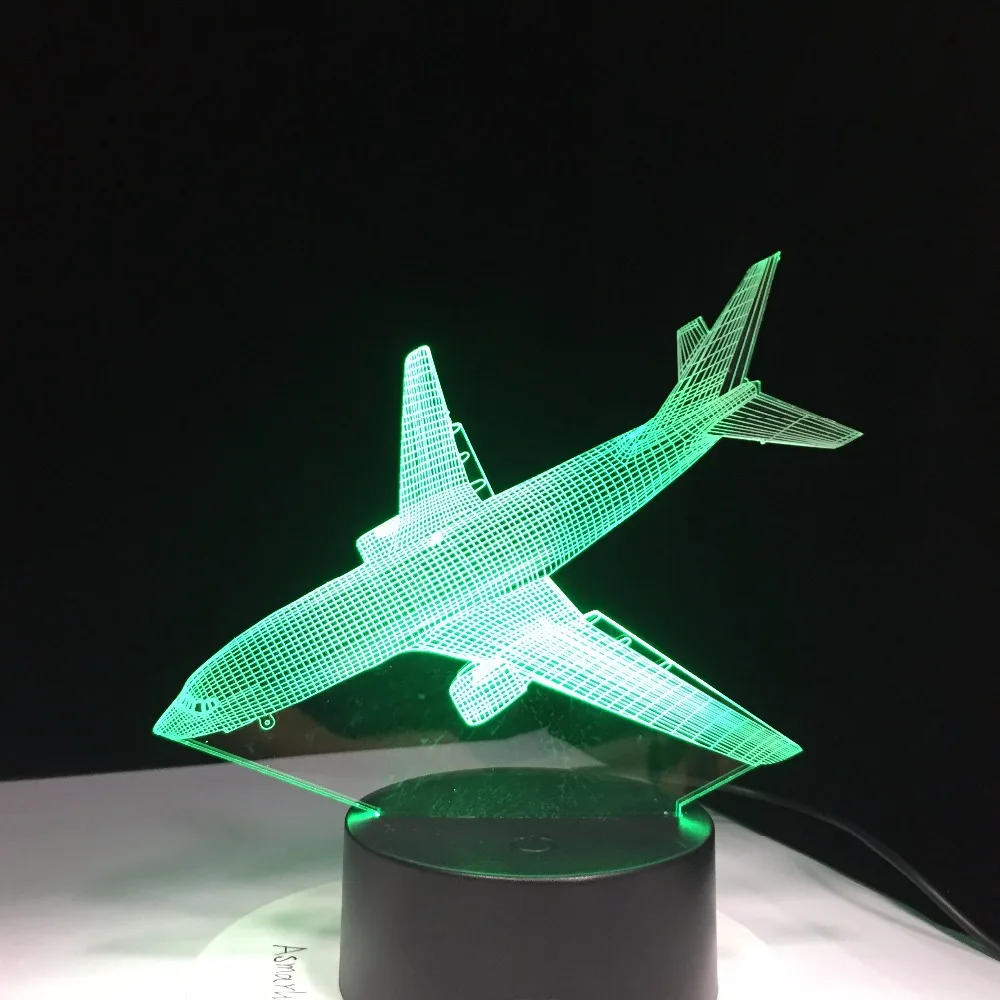 Самолет Акрил светодиодный 3D ночной Светильник игрушечные детские комплекты