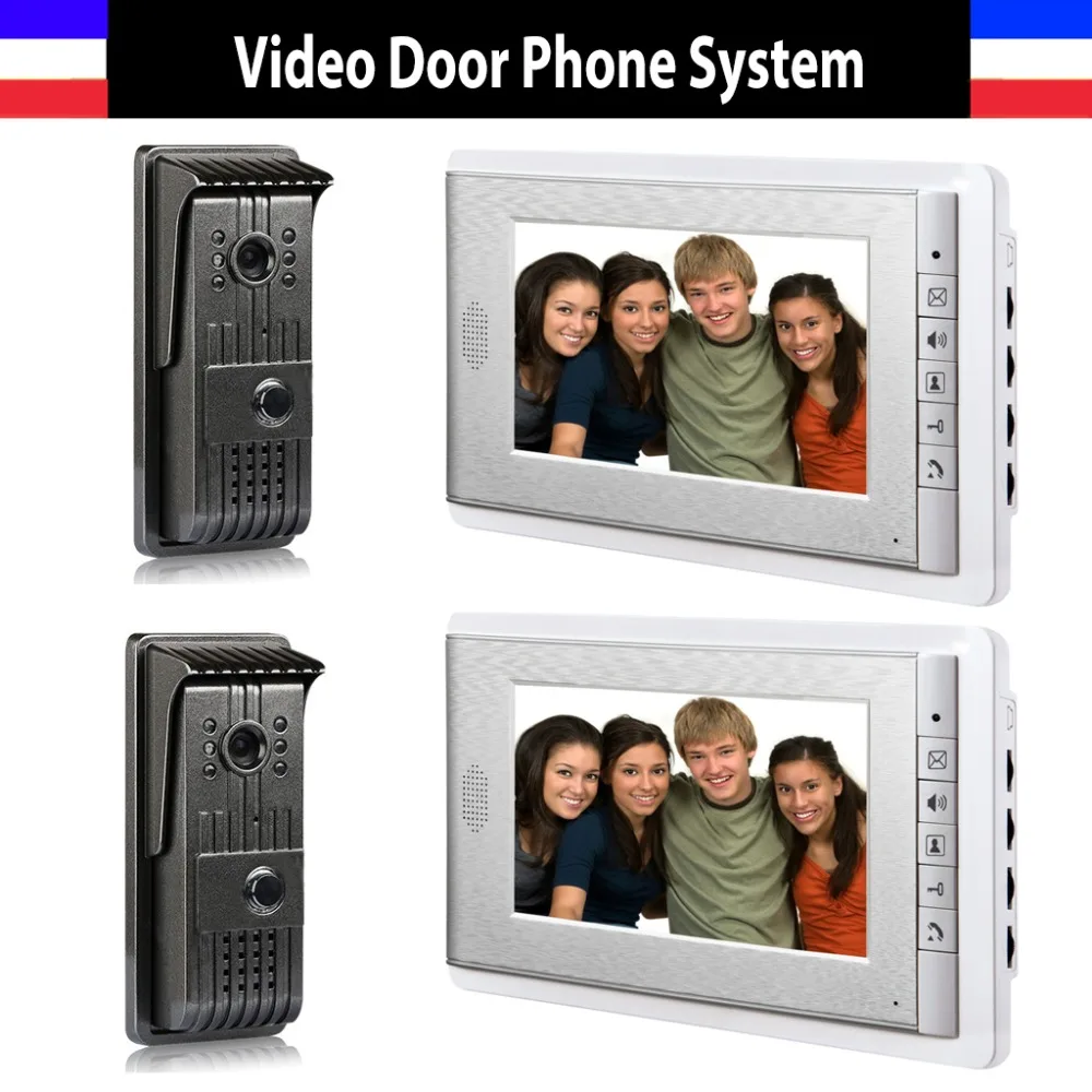 7 Inch Color Lcd Monitor Video Door Phone Intercom Doorbell System Video Doorphones Intercom 2 Monitor +2 Door Camera
7 Inch Color Lcd Monitor Video Door Phone Intercom Doorbell System Video Doorphones Intercom 2 Monitor +2 Door Camera