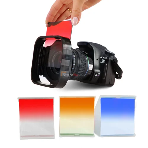Graduated Gradual Blue Red Orange Square Filter Set + Lens hood for Cokin P series
Graduated Gradual Blue Red Orange Square Filter Set + Lens hood for Cokin P series